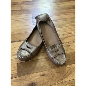 Cole Haan Women’s Penny Loafer Ballet Flat Size 9 AA Leather Metallic Gold